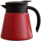 Goeielewe Thermal Coffee Carafe Tea Pot 20 Oz Stainless Steel Insulation Pot Double Wall Vacuum Insulated Coffee Water & Beverage Dispenser (Red)