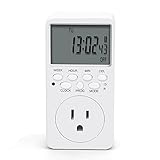 CANAGROW Outlet Timer, 𝟕 𝐃𝐚𝐲 Wall Plug in Light Timer Outlet, Indoor Digital 𝐏𝐫𝐨𝐠𝐫𝐚𝐦𝐦𝐚𝐛𝐥𝐞 Timers for Electrical Outlets, 3-Prong Outlet for Appliances, 𝟏𝟓𝐀/𝟏𝟖𝟎𝟎𝐖