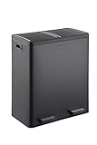 The Step N' Sort 18.5 Gallon Extra Large Capacity, Soft-Step, Dual Trash and Recycling Bin with Removable Inner Bins Black (900702B)