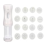 Electric Cookie Press squeezer,White Barrel Electric Decorating Tool with 12 Molds and 4 Decorating Nozzles for Cake Dessert DIY Maker and Decoration Baking Supplies