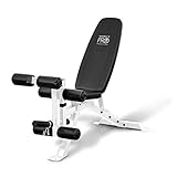 Marcy Powder-Coated Steel Multipurpose Adjustable Full Body Strength Training Weight Bench for Home Gyms with Caster Wheels, White