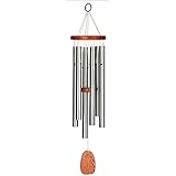 Woodstock Wind Chimes Original Amazing Grace Chime, Wind Chimes for Outside, Outdoor Decor for Your Patio, Porch, and Garden, Memorial and Sympathy Chime, Silver Chime, 24'