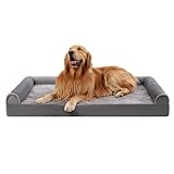 NUPIDA Orthopedic Dog Bed Washable Large Dog Bed Waterproof Dog Beds Large Sized Dog Couch Egg Foam Dog Crate Bed with Removable Bolsters & Nonslip Bottom, 36' x 27' x 6', Grey