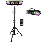 DJ Disco Lights with Stand - Stage Party Bar Light Set with Rotating Ball Colorful RGB LED Par Light Sound Activated Remote Control Lighting System for Gig Party Wedding Club