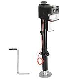 RVGUARD Electric Power Tongue Jack, 3500LB Trailer Jack for A-Frame Trailer with Manual Crank Handle, 18inch Lift, 12V DC and Bright LED Lights, Black