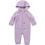 Carhartt Baby Girls Long-sleeve Fleece Zip-front Hooded Coverall Infant-and-toddler-rompers, Lupine Heather, 18M US