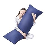 DOWNCOOL Large Body Pillow Insert- Breathable Full Body Pillow for Side Sleeper - Soft Long Bed Pillow for Adults - 20 x 54 inch （Blue）