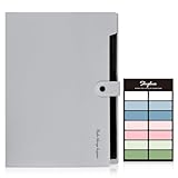 SKYDUE Grey Accordion File Organizer, File Folders with 8 Pockets, Expanding Folder with Labels, Portable Document Paper Organizer, Letter / A4 Size