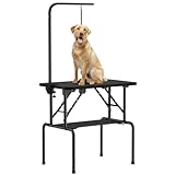 ROOMTEC 32 Inch Dog Grooming Table,Foldable Pet Grooming Tables at Home with Adjustable Arm,Nooses, Mesh Tray