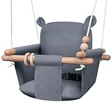 Baby Swing Outdoor-Secure Canvas and Wooden Hanging Swing Seat Chair Indoor Hammock for Infants Toddler, Baby Porch Swing Outside for Playground Backyard