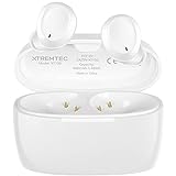 xtremtec True Wireless Earbuds, Bluetooth Earbuds Noise Cancelling Bluetooth Headphones for iPhone/Android Small Earbuds with Mic Waterproof Cordless in-Ear Earphones Deep Bass Sound (White)