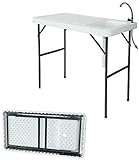 Folding Fishing Cleaning Table with Sink, 4ft Portable Foldable Camping Outdoor Table with Faucet for Picnic Camping Kitchen Gardening White