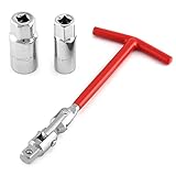 T-Handle Universal Joint Spark Plug Socket Wrench, 16mm 21mm Socket (Red)