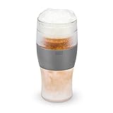 Host FREEZE Beer Glasses, Frozen Beer Mugs, Freezable Pint Glass Set, Insulated Beer Glass to Keep Your Drinks Cold, Double Walled Insulated Glasses, Tumbler for Iced Coffee, 16oz, Grey