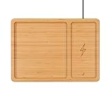 [PJ Collection] Bamboo Valet Tray with Wireless Charging, Valentine's Day Gifts, Gift for Dads, Birthday Gifts for Him, Wireless Charging Station, Nightstand Organizer