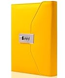 CAGIE Diary with Lock Combination Digital, Lockable Secrets Journal, 224 Pages Thick Refillable Locked Diary, 5.9 x 7.9 Inch Yellow Locking Notebook for Adults Women