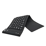 Meega Tech Foldable Silicone Keyboard Wireless Bluetooth Waterproof Rollup Keyboard for Notebook/PC/Laptop/iPad/iPhone,Black,X-Small