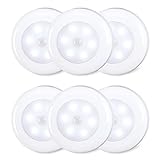 Motion Sensor Lights Indoor, STAR-SPANGLED High CRI Stick on Stair Puck Lights Battery Operated, Cordless LED Step Night Light for Under Cabinet, Hallway, Stairway, Closet, Kitchen (Cool White, 6Pack)