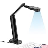 Kitchbai 4K USB Document Camera for Teacher, 8MP Webcam & Visualiser for A3 Size with Dual Microphones, 3-Level LED Light, Image Invert, Foldable for Live Demo, Work with Windows, macOS and Chrome OS