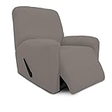 Easy-Going Thickened Stretch Slipcover, Sofa Cover, Furniture Protector with Elastic Bottom, 4 Piece Couch Shield, Sturdy Fabric Slipcover for Pets,Kids,Children,Dog (Recliner,Taupe)