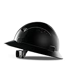 PACIFIC PPE Full Brim Hard Hat, OSHA Construction Work Approved, HDPE Safety Helmet with 4 Point Adjustable Ratchet Suspension, Class E, G & C, Black