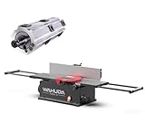 Wahuda Tools Jointer - 8-inch Benchtop Wood Jointer, Spiral Cutterhead Portable Jointer, Cast Iron Tables w/Pull Out Extensions, 4-Sided Carbide Tips & 10amp Motor, Woodworking Tools (50180CC-WHD)