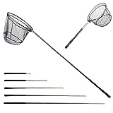 Fishing Landing Net with Aluminum Telescoping Pole 75' Long Handle,Rubber Coated Nylon Mesh,for Steelhead,Salmon,Fly,Kayak,Catfish,Bass,Trout,Shrimp,Crab,for Easy Catch & Release,Extend to 75 Inch