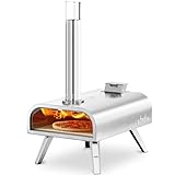 BIG HORN OUTDOORS 16 Inch Wood Pellet Burning Pizza Oven Pellet Pizza Stove, Portable Stainless Steel Pizza Oven with Pizza Stone for Outdoor Backyard Pizza Maker Garden Kitchen
