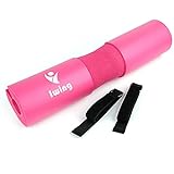 Iwing Squat Pad, Barbell Pad, Foam Sponge Cushion with Safety Straps, Neck Shoulder Support Protective Padding Squats Lunges Hip Thrusts, Gym Weight Lifting Fitness Padded Training Equipment(Pink)