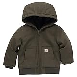 Carhartt Baby Boy's Insulated Hooded Canvas Zip-Up Jacket, Olive Green