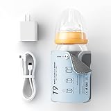 Portable Bottle Warmer, Baby Milk Heat Keeper with LED Display, USB Warmer Bottle for Car Travel, Bottles Warmers on The go (Blue)