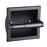 Black Recessed Toilet Paper Holder, Wall-Mounted Tissue Paper Holder Stainless Steel Toilet Paper Holder for Bathroom Accessories, Rear Mounting Bracket Included