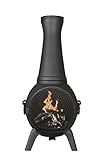 The Blue Rooster Prairie Fire Chiminea Outdoor Fireplace - Wood Burning Cast Aluminum Deck or Patio Firepit