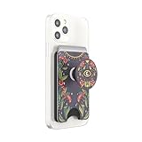 PopSockets Phone Wallet with Expanding Grip, Phone Card Holder, Wireless Charging Compatible, Wallet Compatible with MagSafe - Floral Bohemian