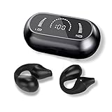 BONSORION Open Ear Headphones,Wireless Bluetooth Earbuds,Bone Conduction Headphones, Sport Earbuds,Bluetooth 5.3 Clip-on Earphones,Premium Sound, Noise Cancelling, 32 Hours Playtime with Case (Black)