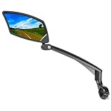 BriskMore Handlebar Bike Mirror, Scratch Resistant Glass Lens, Ajustable And Rotatable Safe Rearview Bicycle Mirror for Left Side BT-016L