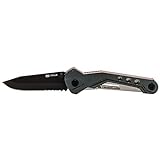True TRUEBLADE Lightweight Everyday Pocket Knife | Super Sharp Black Oxidized Stainless Steel Partially Serrated Pocket Knife
