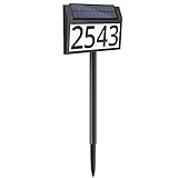 Solar Address Sign Lighted House Numbers Waterproof, Solar Powered LED Illuminated Address Plaques with Stakes, 3-Color in 1 Outdoor Address Number for Home Street Yard Driveway