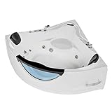 Empava 59 in. Whirlpool Corner Bathtub Acrylic Luxury 2 Person Hydromassage Water Jets Soaking Massage SPA Double Ended Tub EMPV-JTX319, 59 Inch, White