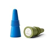Rabbit Wine and Beverage Bottle Stoppers with Grip Top (Blue, Set of 2)