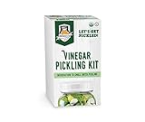 Fermentaholics Certified Organic Vinegar Pickling Kit - Easy, Quick Pickles - 2 Recipes with Perfect Pickle Spice and Kosher salt - Wide Mouth Quart Jar with Air-tight Plastic Lid Included - Makes 3 Quarts - OU Kosher