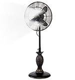 Designer Aire Oscillating Indoor/Outdoor Standing Floor Fan for Quick Cooling - 3-Speeds, Adjustable 40-51 Inches Height, Fits Your Home Décor (Lanai) - Includes Misting Kit attachment