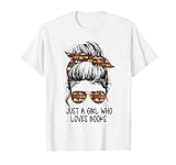 Just A Girl Who Loves Books Funny Messy Bun For Bookworm T-Shirt