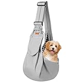 Cuby Dog and Cat Sling Carrier – Hands Free Reversible Pet Papoose Bag - Soft Pouch and Tote Design – Adjustable – Suitable for Puppy, Small Dogs, and Cats for Outdoor Travel (Noble Grey)