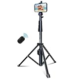 Fugetek 51' Professional Selfie Stick & Tripod, Phone Holder, Removable Bluetooth Remote, Portable All in One, Heavy Duty Aluminum, Compatible with iPhone & Android Devices, Non Skid Feet, Black