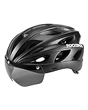 ROCKBROS Bike Helmet for Men Women Cycling Helmet with Removable Goggles & Sun Visor Mountain & Road Bicycle Helmets Adjustable Size Adult Cycling Helmets