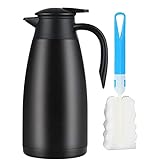 68oz Stainless Steel Thermal Coffee Carafe,Double Walled Vacuum Thermos, Thermal Pot Flask for Coffee, Tea, Hot Water, Hot Beverage,12 Hours Hot, 24 Hours Cold,Black