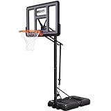 AWII SPORT Portable Basketball Hoop Outdoor, 4.8-10FT Height Adjustable Basketball Hoop Goal System with 44 Inch Impact Backboard and Portable Wheels for Adults