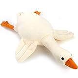 Qicpi 30' Goose Stuffed Animal Weighted Plush Toy 3.2Ibs White Swan Throw Soft Plush Sleeping Pillow Stuffed Animal Toys for Kids Gifts