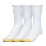 GOLDTOE Men's Ultra Tec Performance Crew Athletic Socks, Multipairs, White (3-Pairs), Large